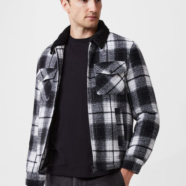 Borg Collar Checked Jacket